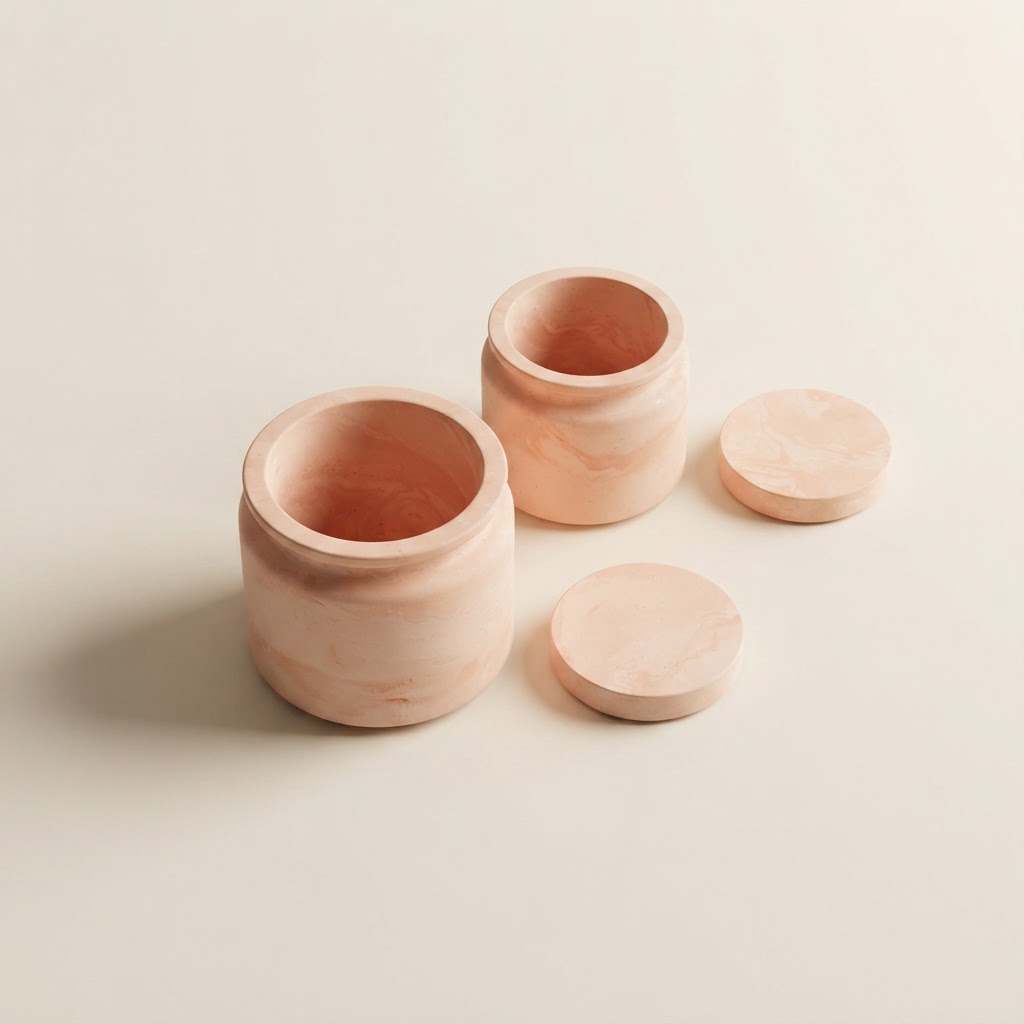 Hand-Cast Cement Vessel — Pair view 3