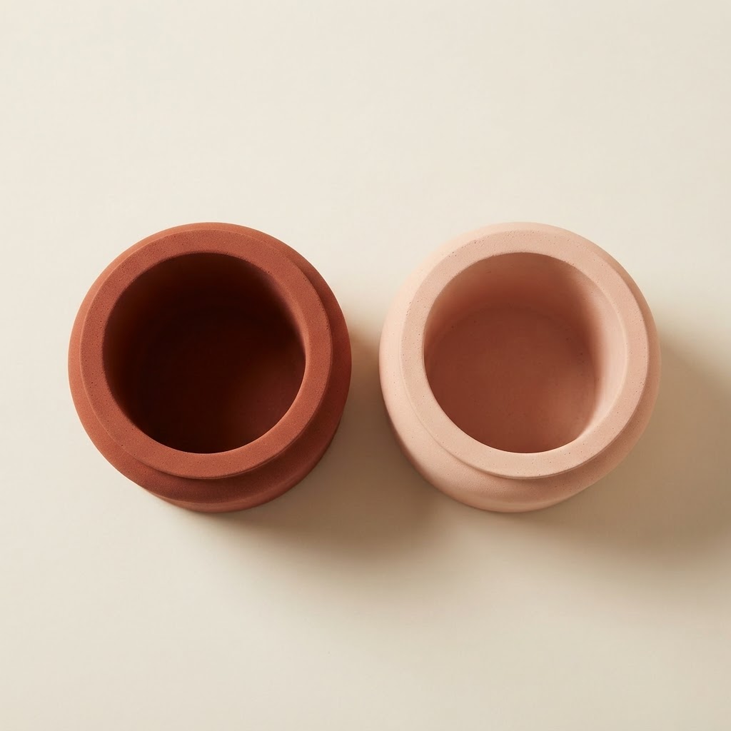 Hand-Cast Cement Vessel — Pair