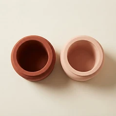 Hand-Cast Cement Vessel — Pair
