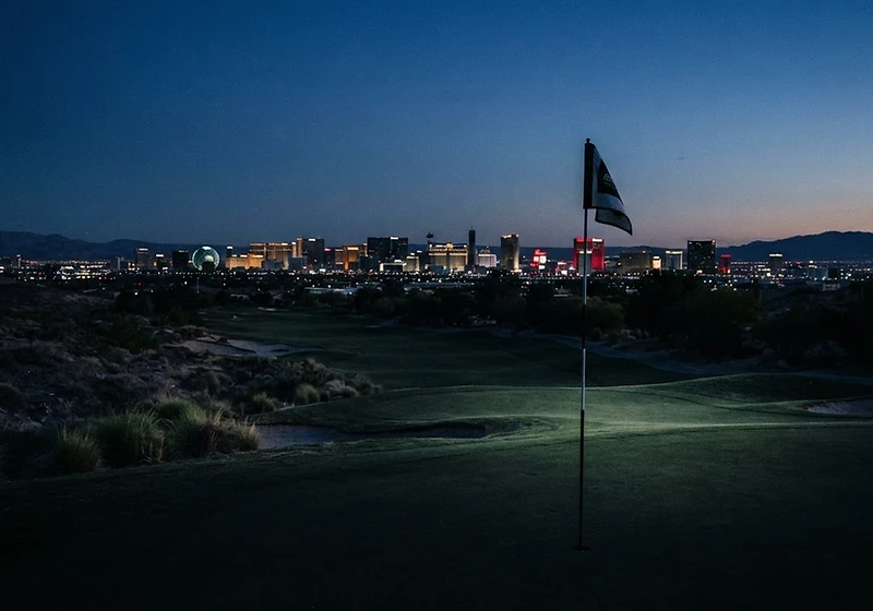 Desert golf at twilight, Las Vegas