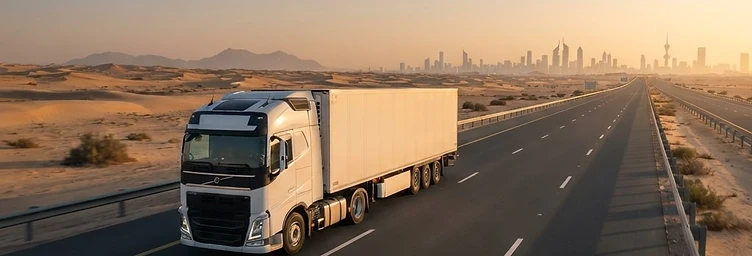 Freight truck on a desert highway