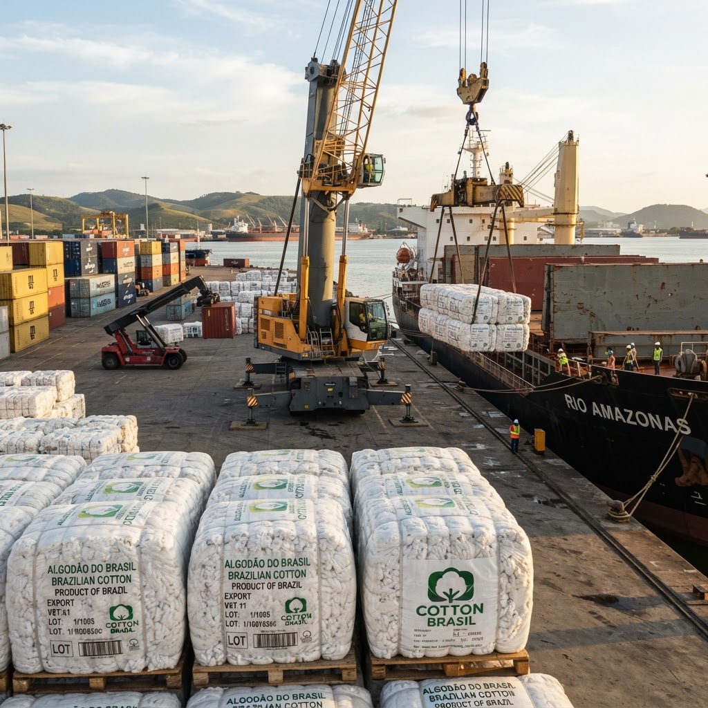 Cotton bales at port for export