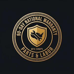 MTG Shops 90-day national warranty seal — parts and labor covered coast to coast