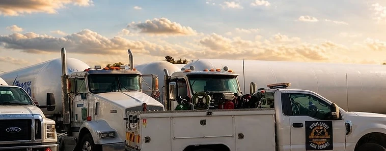 MTG Shops mobile diesel mechanic service truck responding to a semi truck breakdown on I-2 in Texas