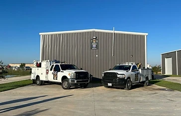 MTG Shops Harlingen, Texas repair shop with two service trucks parked out front