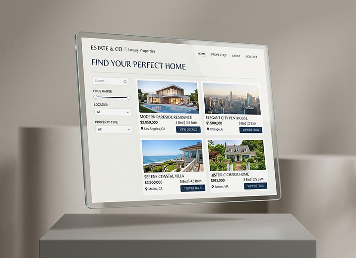 Real estate agency website design concept