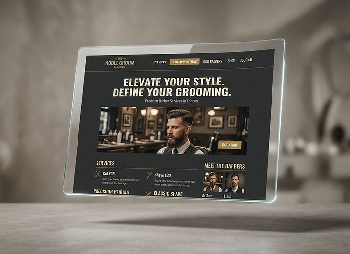 Premium barber shop website design concept