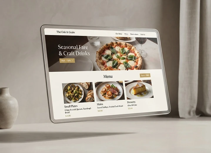 Local restaurant website design concept