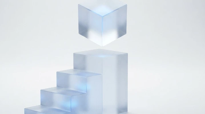 Abstract frosted glass shapes representing structure and growth