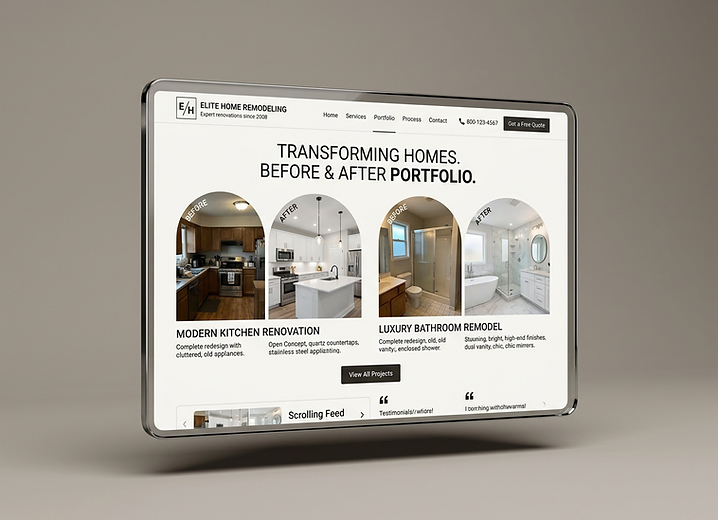 Home remodeling company website design concept