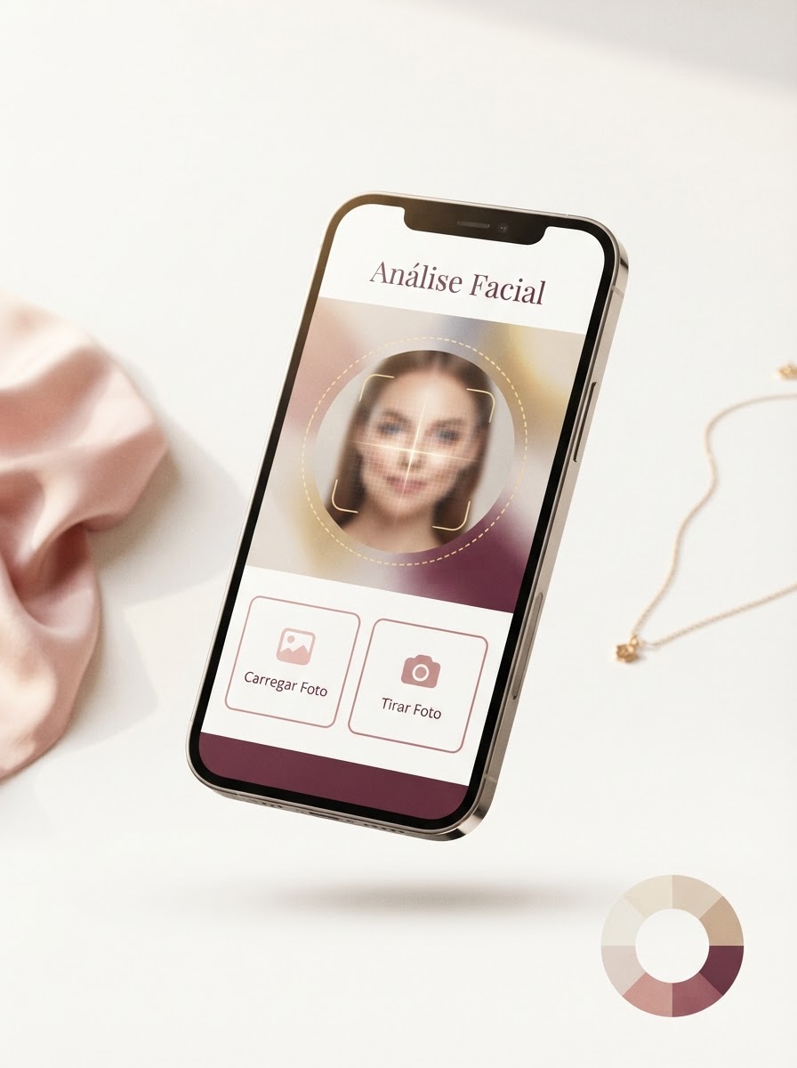 Aplicativo Marilena Consultora em smartphone mostrando a tela de análise facial