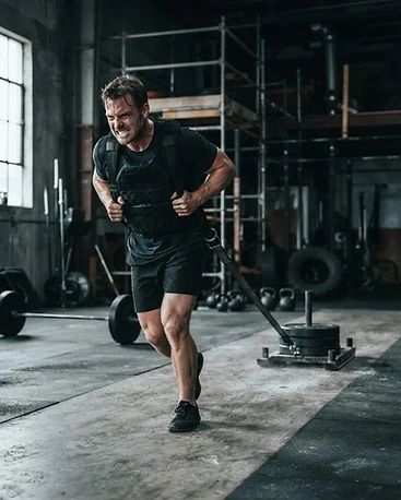 SteelCore weighted vest used for Sled Training