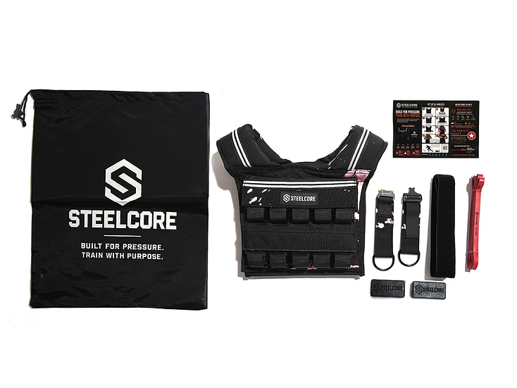 SteelCore 20kg Vest — Pink Camo — Full Kit With Carry Bag