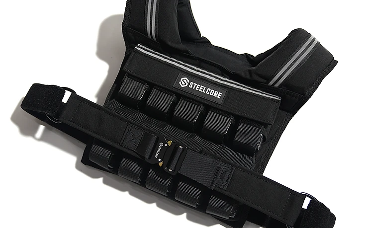 SteelCore 20kg Adjustable Weighted Vest — Laid Flat — Full View