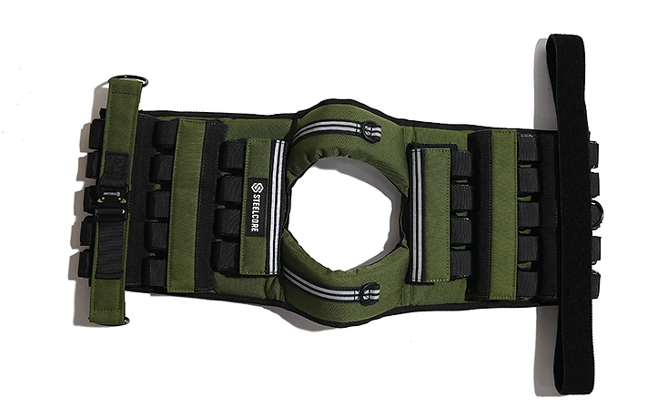 SteelCore 30kg Vest — Green Army — Laid Flat — Full View