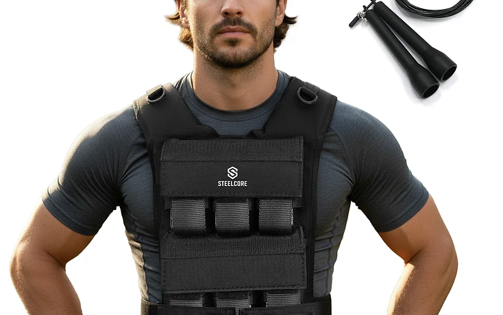 SteelCore 12kg Adjustable Weighted Vest — Complete Kit — In The Box