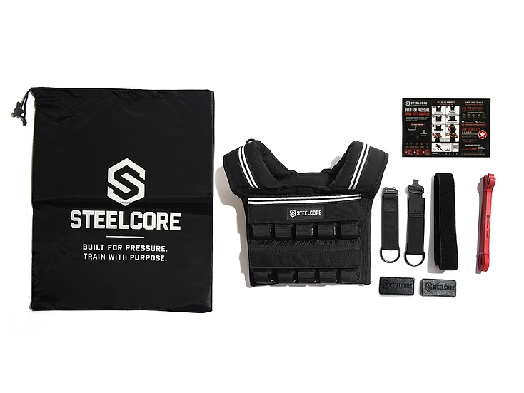 SteelCore 20kg Adjustable Weighted Vest — Full Kit With Carry Bag