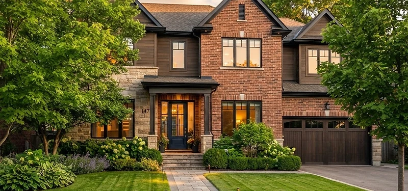 Detached homes on a residential street in Newmarket, Ontario