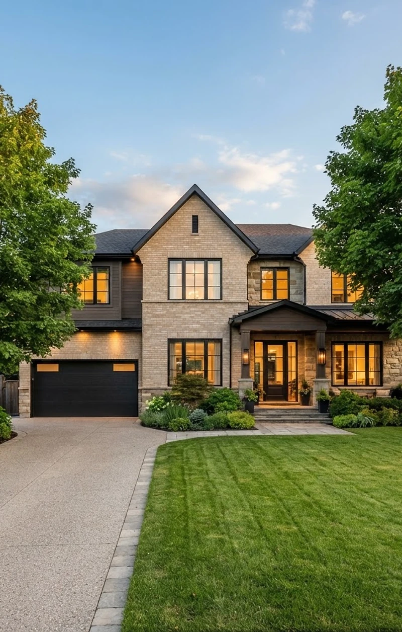 Modern detached family home in York Region at golden hour