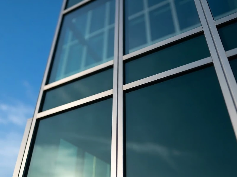 Minimalist architectural glass building reflecting a clear blue sky