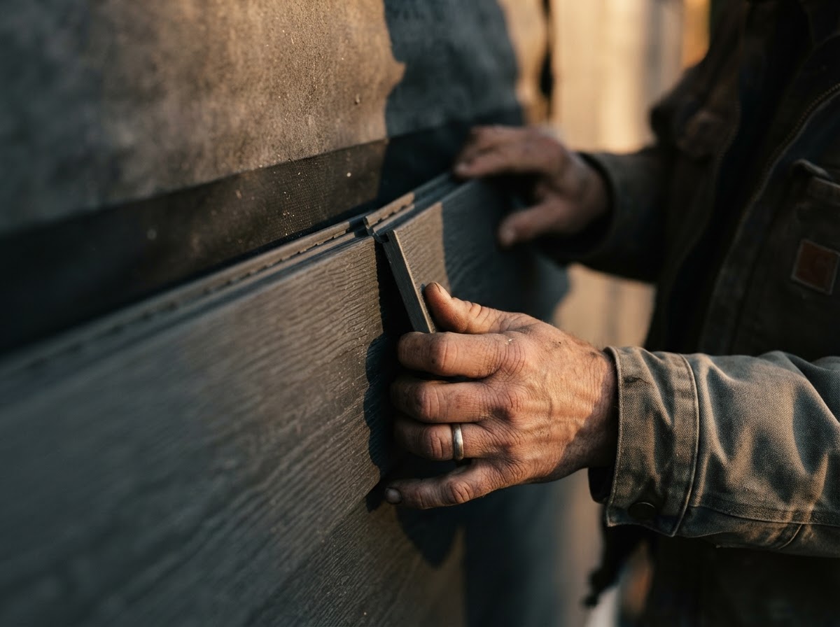 Blyss craftsman fitting fiber cement siding with precise measurement