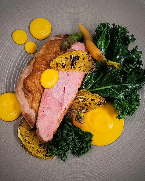 Duck with kale and turmeric