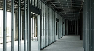 Interior wall and ceiling metal stud framing
