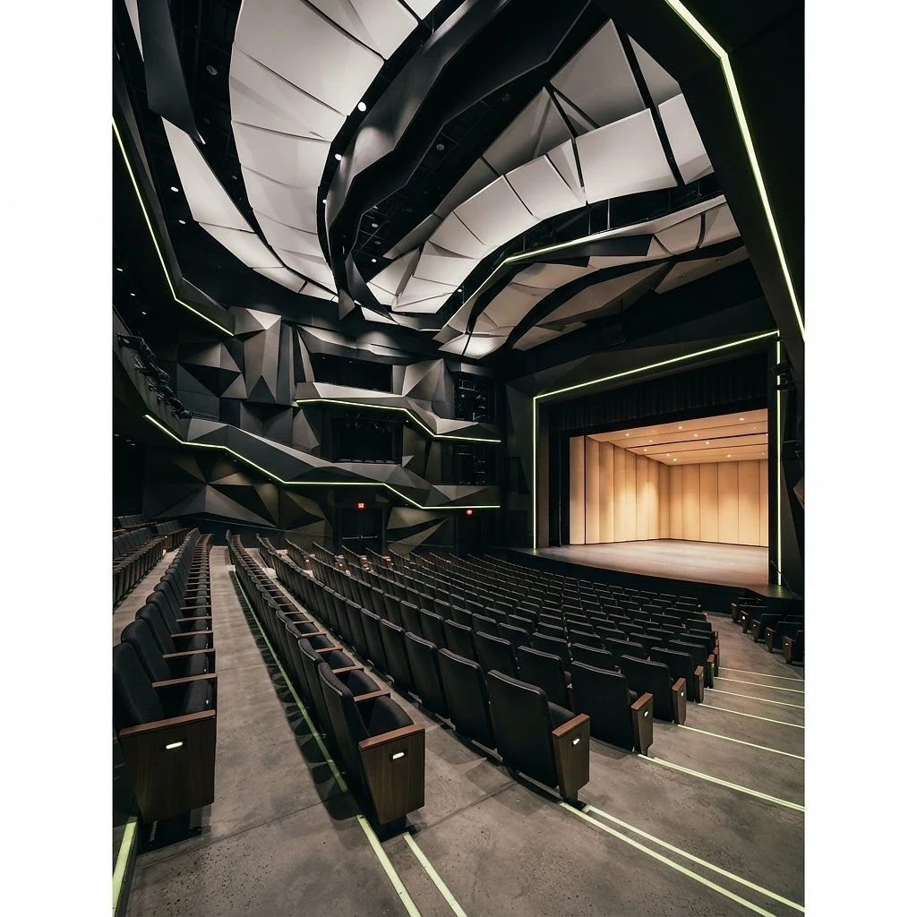 Cinematic completed acoustical interior