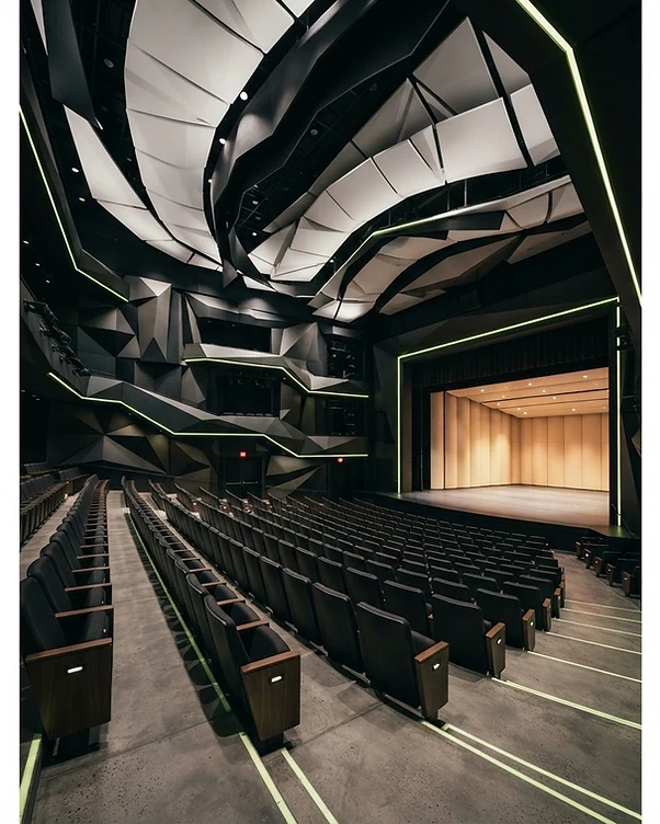 Cinematic completed acoustical interior