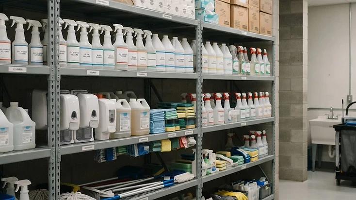 Commercial washroom, hygiene and janitorial supplies coordinated alongside cleaning services
