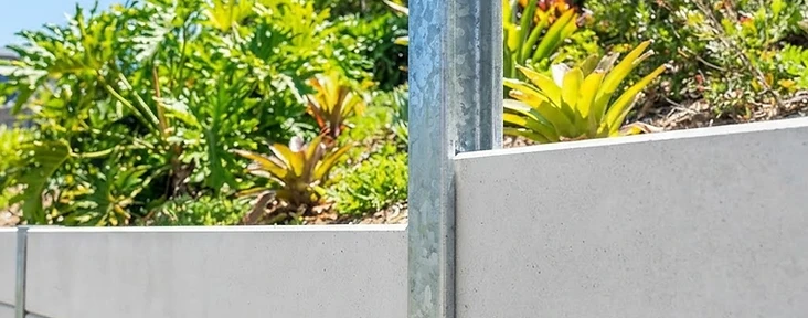 Concrete sleeper and galvanised post detail
