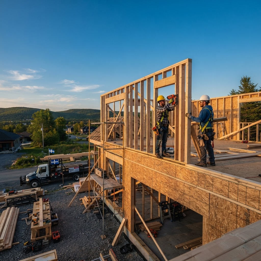 Chantier de construction résidentielle au Québec
