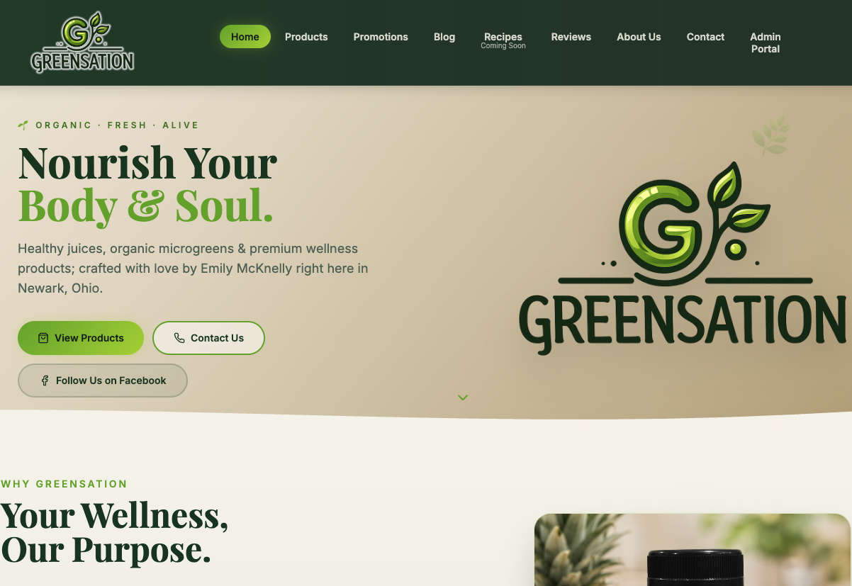 Greensation website preview