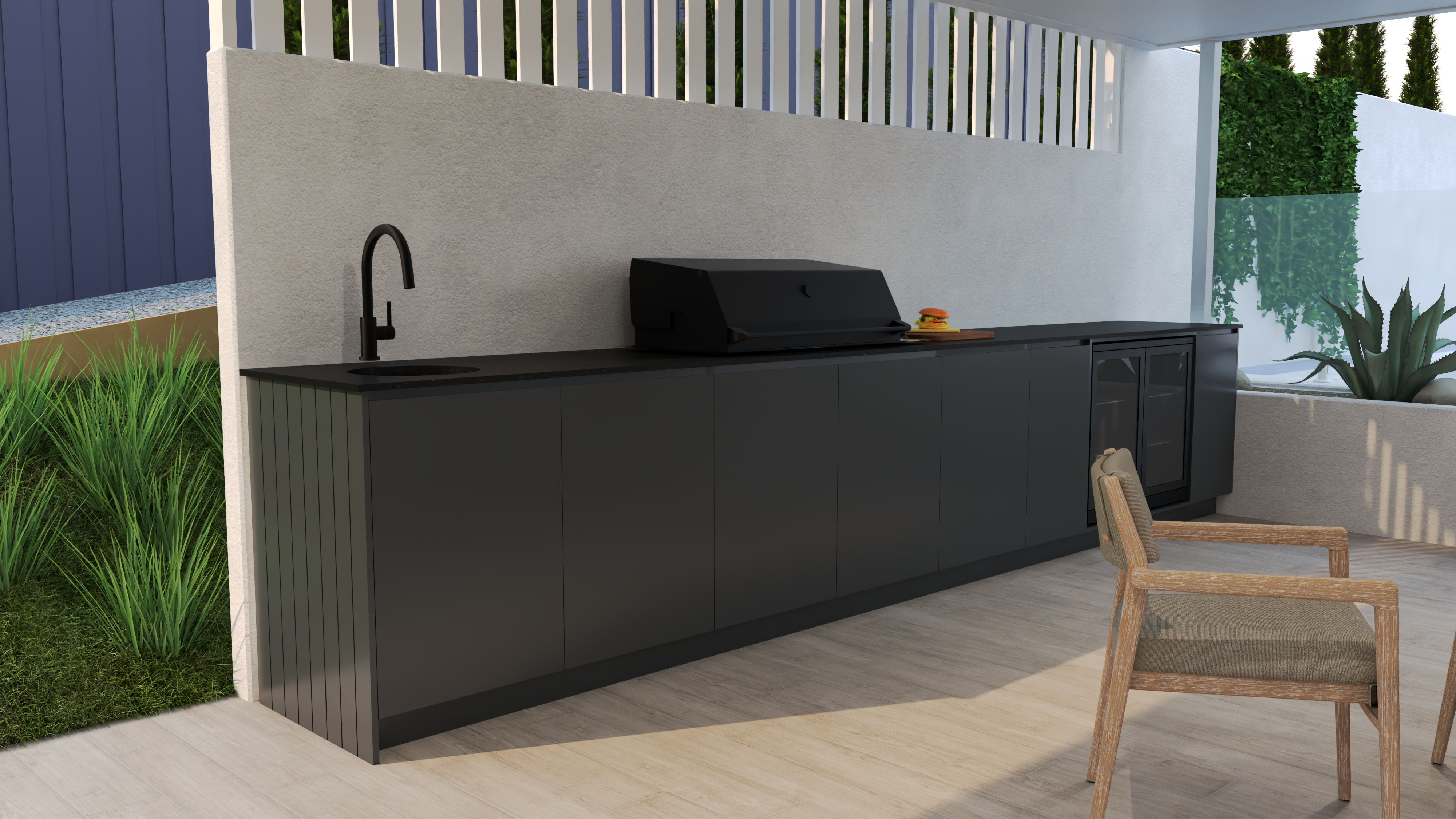 Outdoor kitchen render