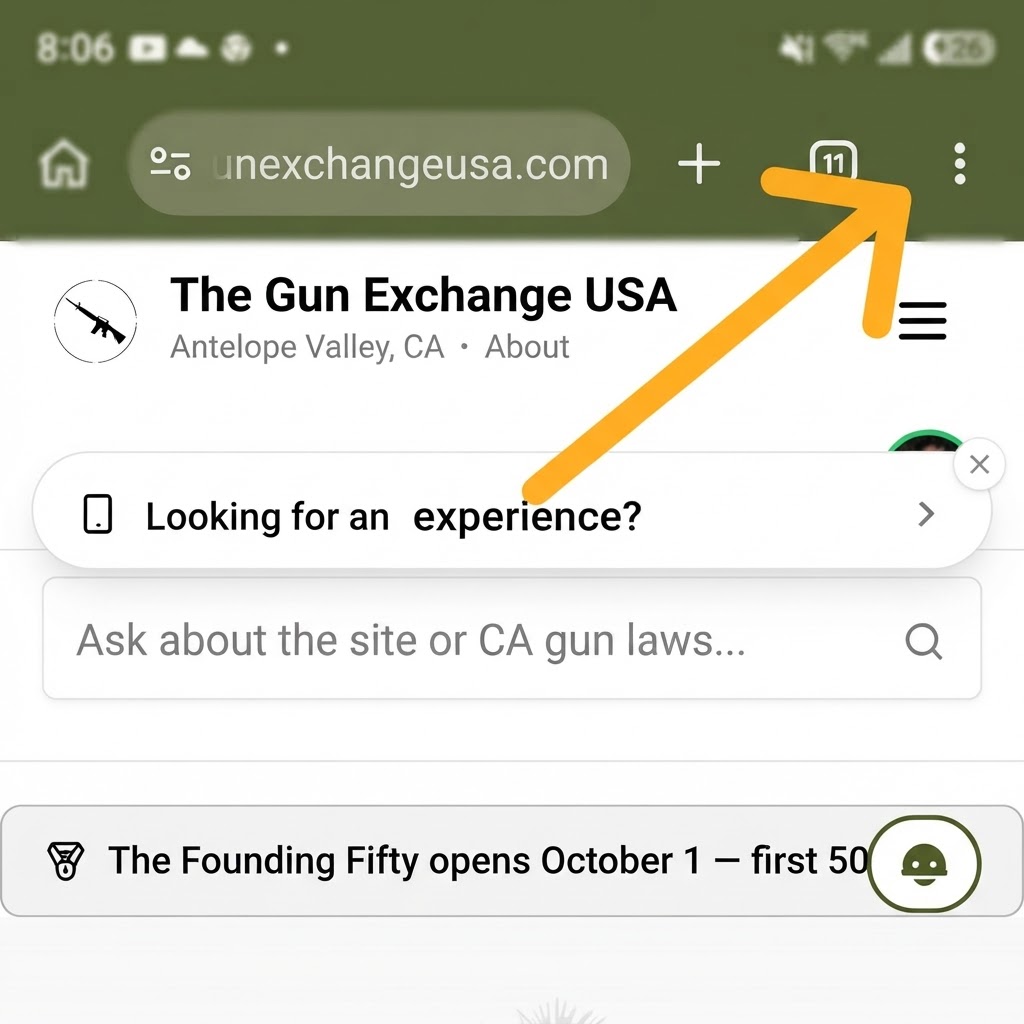 Chrome toolbar with the three-dot menu pointed out by an orange arrow