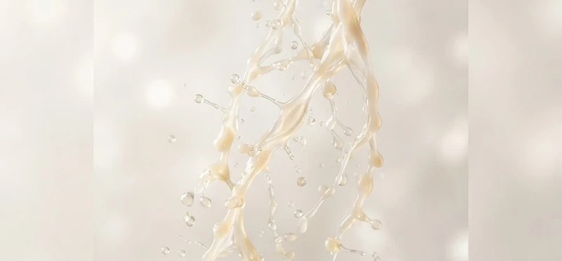 Luminous macro view of milk lipids and proteins
