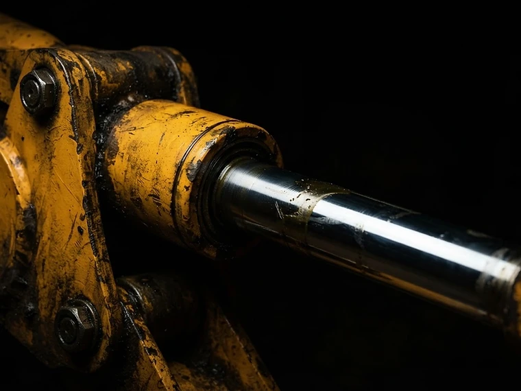 JCB yellow hydraulic excavator arm component
