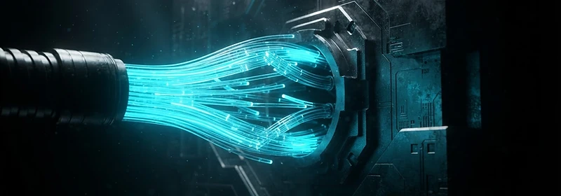 Optical fiber cables entering a dark monolithic structure