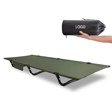 Lit de camping pliable portable léger pour l'extérieur, de haute qualité, avec trois pieds en aluminium courbés