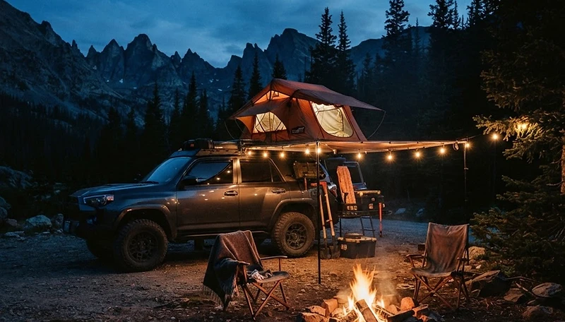 Overland camp at dusk