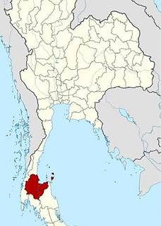 Surat Thani on the map of Thailand