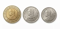 Thai 1, 5 and 10 baht coins illustration