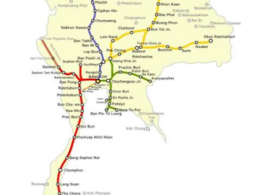 Map of the State Railway of Thailand network