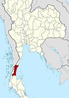 Chumphon on the map of Thailand