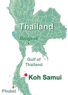 Koh Samui on the map of Thailand