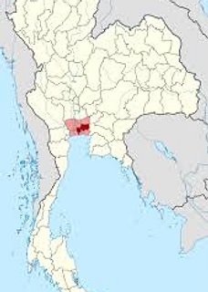 Bangkok on the map of Thailand