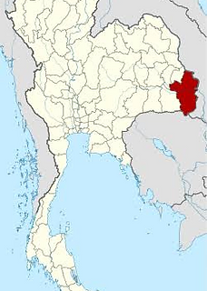 Ubon Ratchathani on the map of Thailand