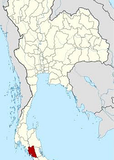 Trang on the map of Thailand