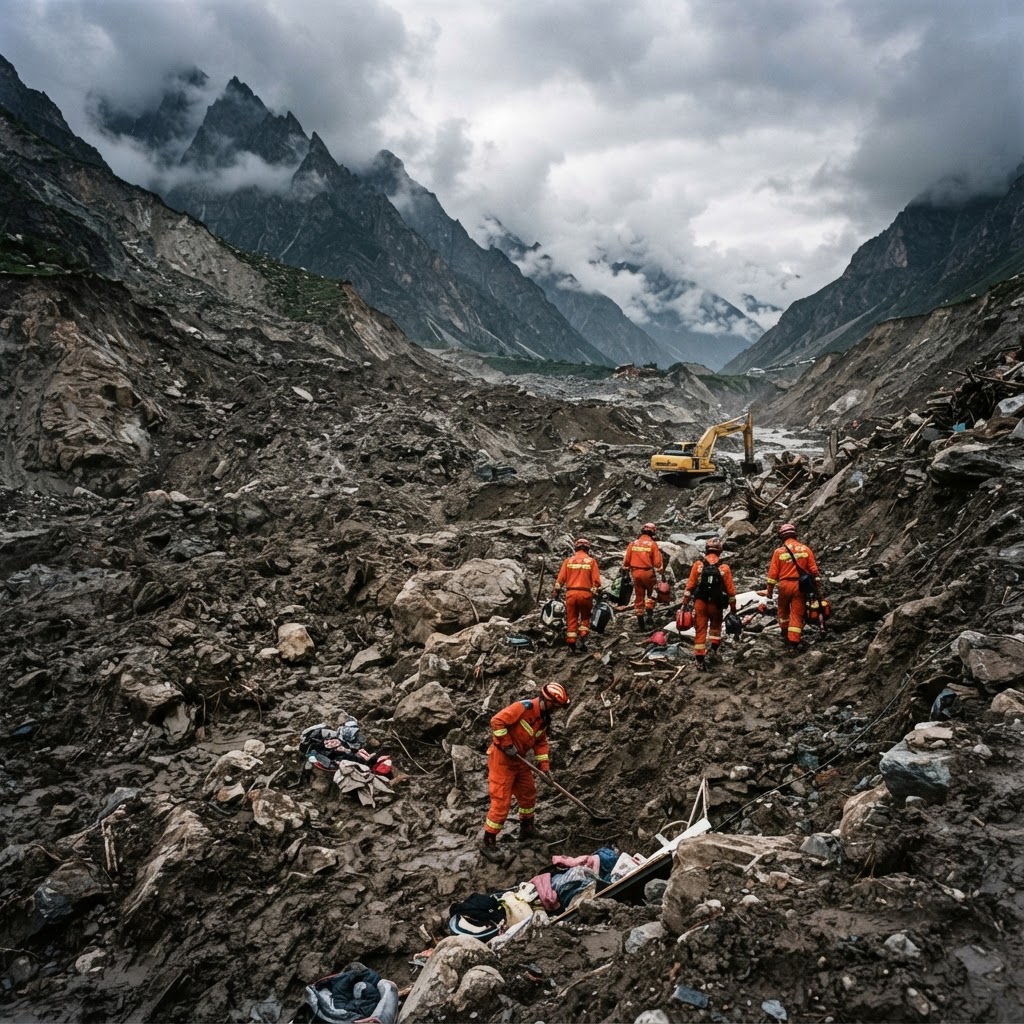 Alunecarea de teren de la granita China-Nepal: expertii explica provocarile fara precedent ale salvarii