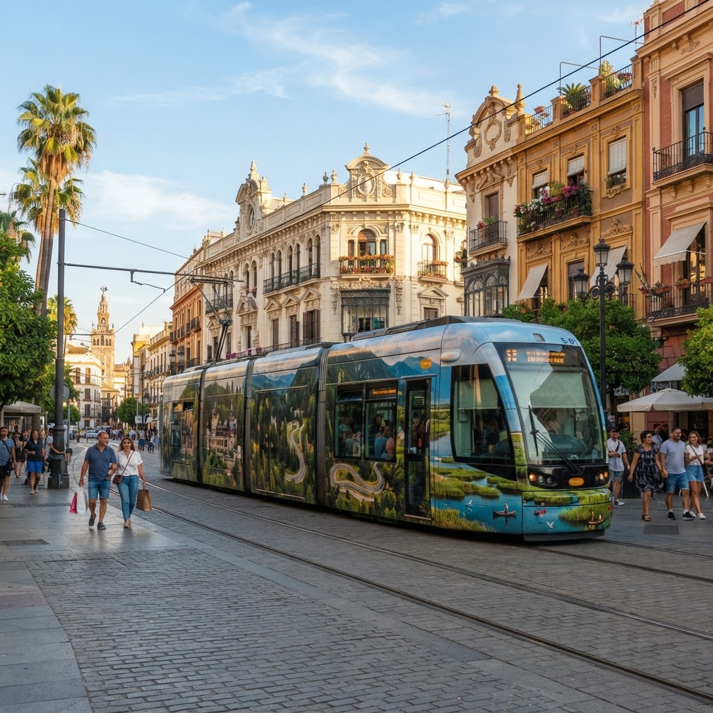 România se promovează în Sevilla cu campania „Rumanía inspira”: tramvai colantat și 71,7 milioane de expuneri estimate